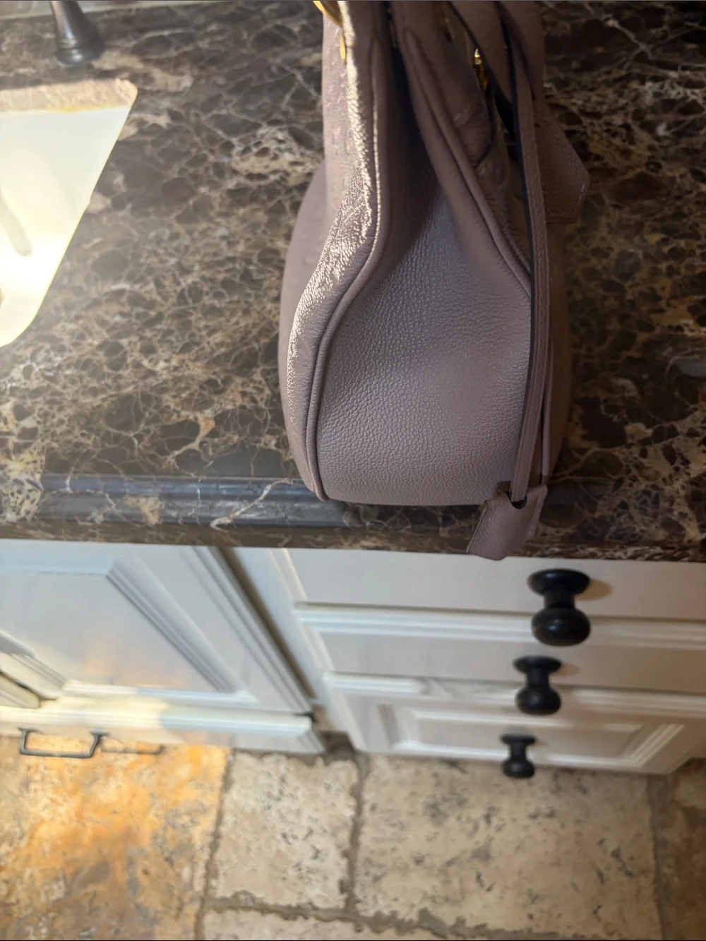 Louis Vuitton Taupe Empreinte Spontini Shoulder Bag with Gold Hardware.